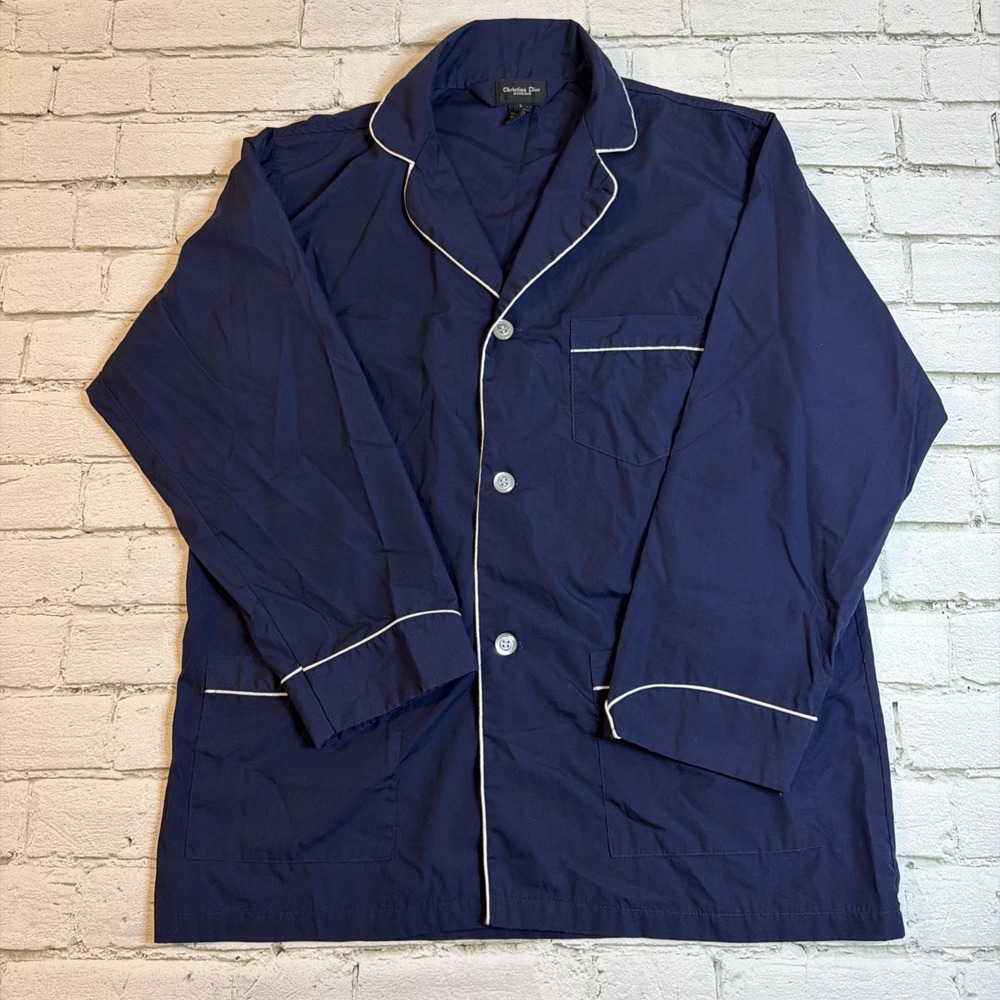 Vintage Christian Dior Monsieur Men's Size Large Pajama Top Blue